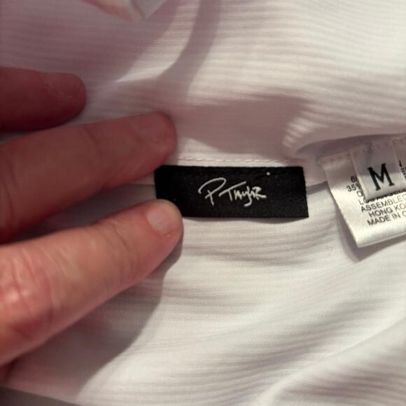 P Taylor White Long Sleeve Snap up Tunic Women's Size M Pockets Oversized - Picture 5 of 14